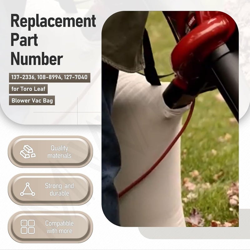 MWEDP 127-7040 Leaf Blower Vac Bag Compatible with Toro 137-2336, 108-8994 Leaf Blower 51436 51563 51581 51594 51599 51609 51618 51619 51621 - Image 4